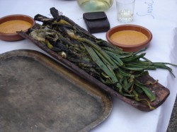 Roasted calçots with romesco sauce photo of roasted calçots with romesco sauce