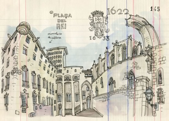 Plaça del Rei (Lapin Barcelona) Illustration of Plaça del Rei